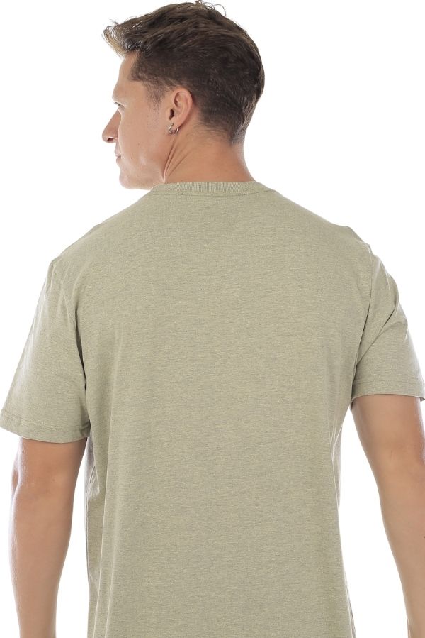 CAMISETA MASCULINA BÁSICA MESCLA VERDE CLARO IDIOS