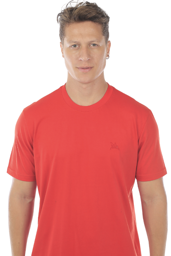 CAMISETA MASCULINA BÁSICA LARANJA DESTINO IDIOS