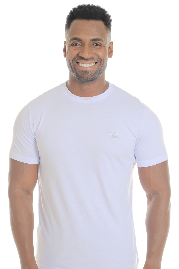 CAMISETA MASCULINA BÁSICA BRANCA IDIOS